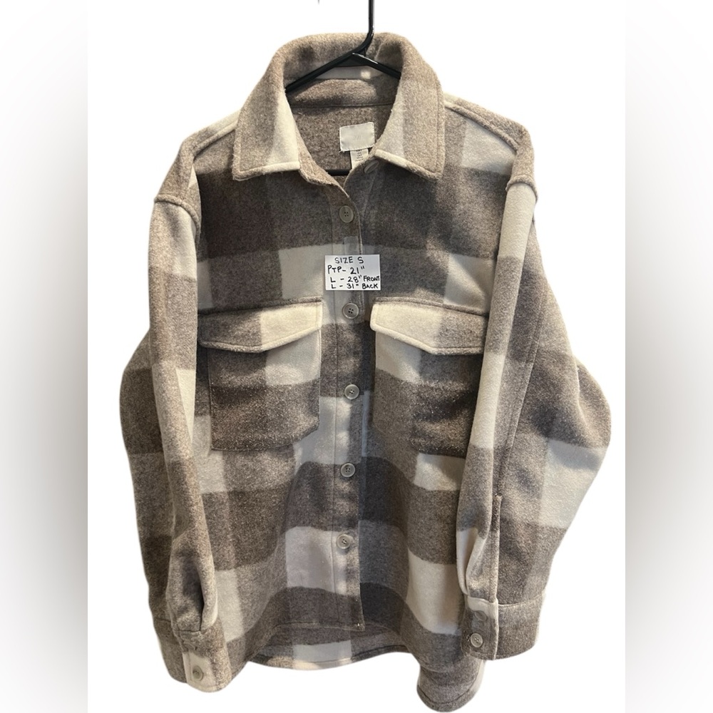 H&M Plaid Button-Up Shacket (Size S)
